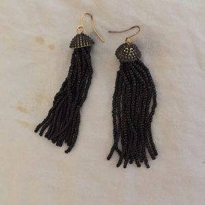 Black Beaded long earrings